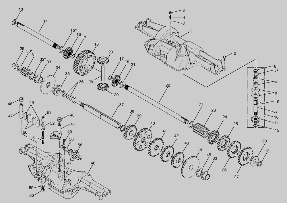 5 Speed Transaxle Dana Model: 4450-1 Diagram and Parts List for 30576X10B  Briggs and Stratton Lawn Tractor